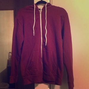 Plain Burgundy zip up hoodie unisex